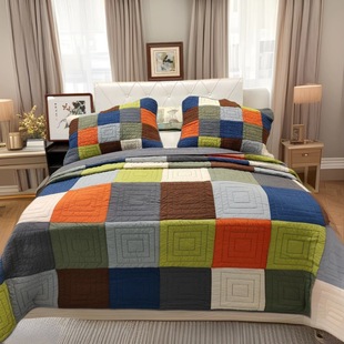 # Foreign trade American-style cotton patchwork bed cover three-piece set European-style quilted four-season universal bedspread sheets