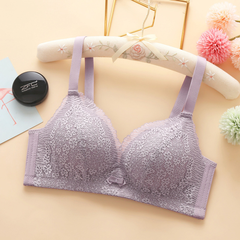 [Han Meidai] Underwear Women's No Steel Rings Baby Cotton Thin Cup Small Chest Gathering Accessory Breast Bra Adjustable Bra
