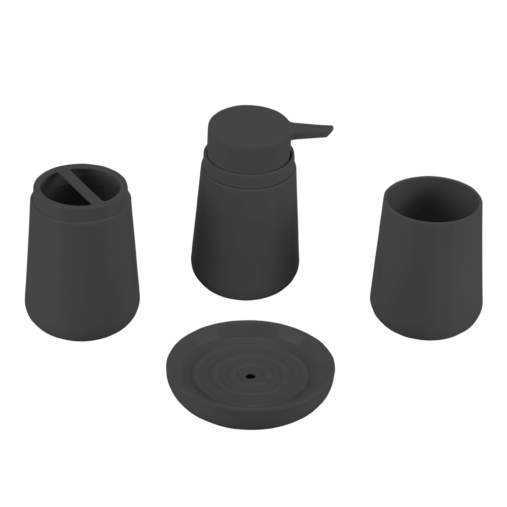 Color sólido nuevo baño de plástico suministros de cuatro piezas conjunto enjuague bucal cepillado rack hogar caja de jabón Baño de almacenamiento cubierta de baño