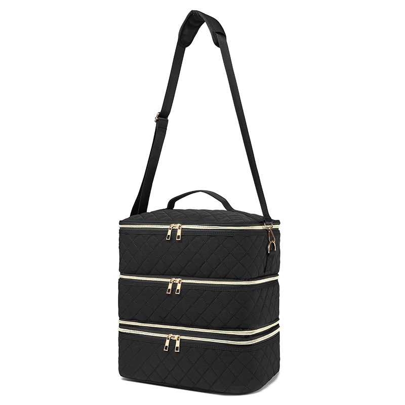 La pequeña ranura negra de esponja de tres capas puede almacenar 60 botellas de esmalte de uñas