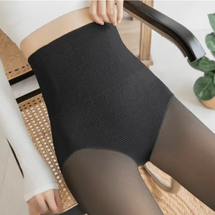 Women's Spring and Autumn fleece-lined Leggings One-piece Pants Slim-fit Pants Black Silk Stockings