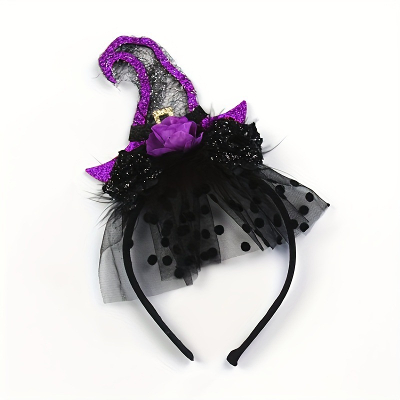 ハロウィン魔女メッシュヘッドバンドフェスティバル小道具ダンスパーティーヘッドドレスコスパーティーグッズパフォーマンス装飾小道具|undefined