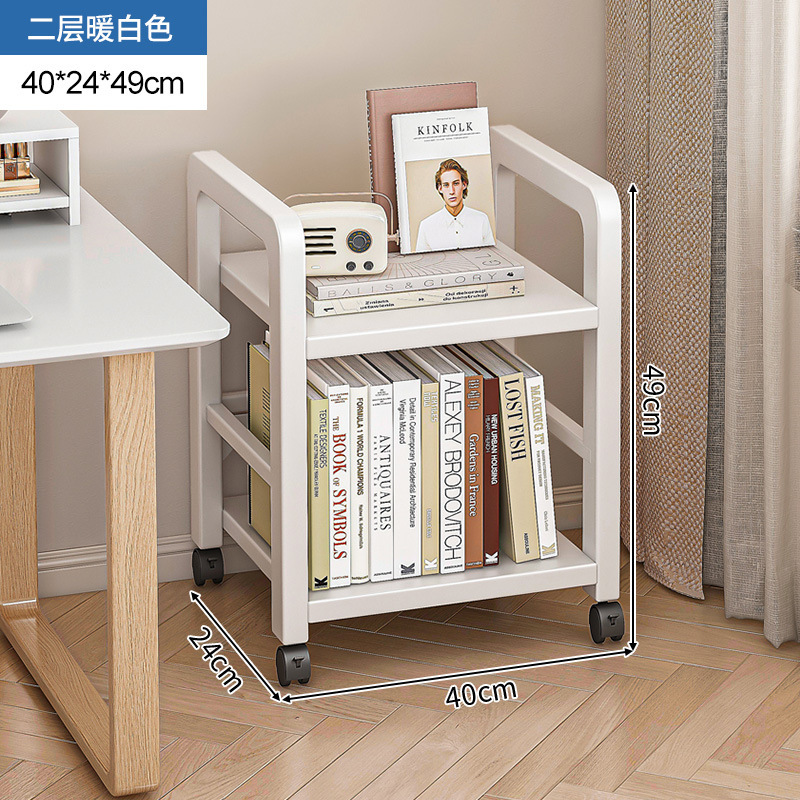 Estante de estantería de piso de múltiples capas de almacenamiento de hierro de costura estrecha estante del hogar escritorio móvil simple pequeña estantería