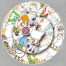 50张鹅贴纸卡通创意大白鹅动物DIY可爱水杯手账防水咕卡手机贴纸