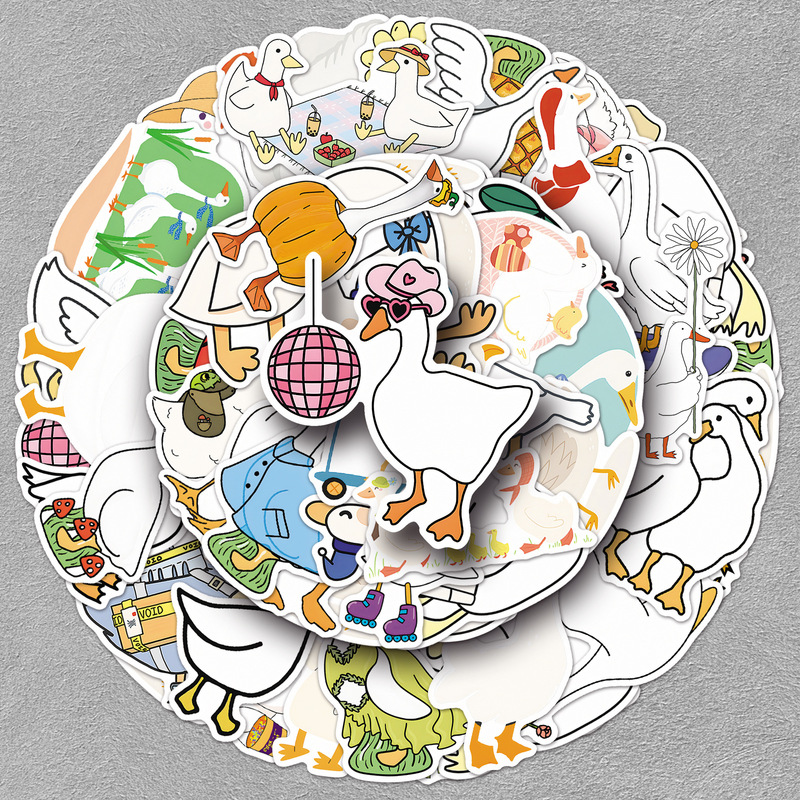 50 Goose Stickers Cartoon Creative Big White Goose Animal DIY Cute Water Cup Hand Account Waterproof Goo Card Mobile Phone Stickers