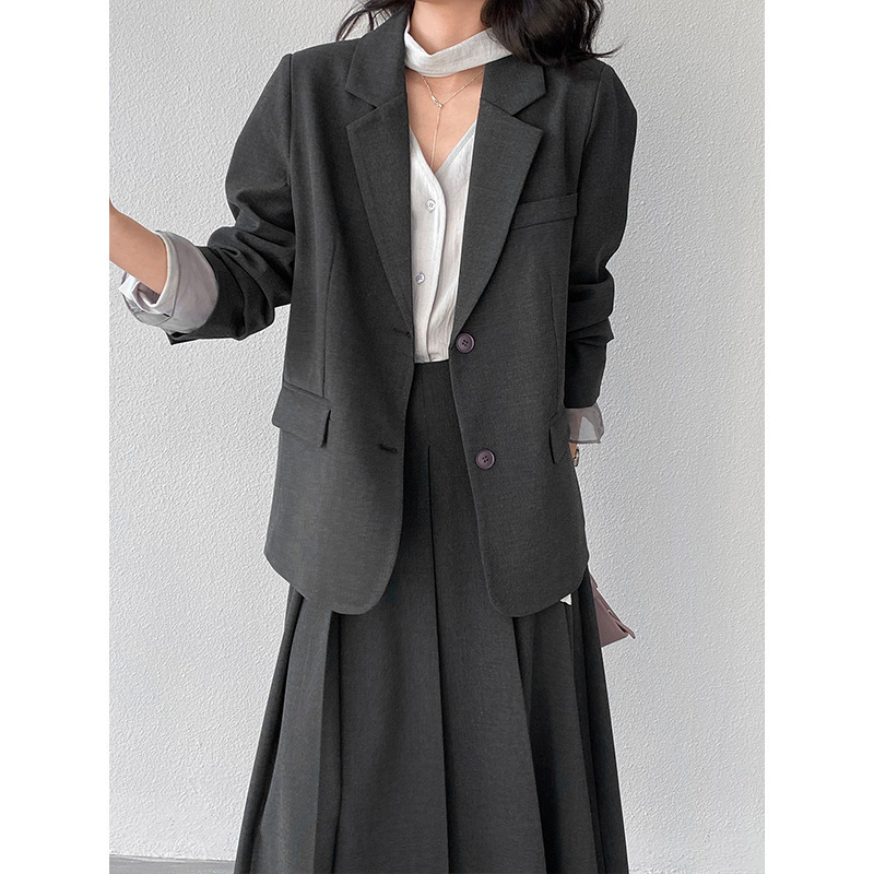 Elegant gray loose-fitting casual blazer with mesh inserts for women 1769 Elegant gray loose-fitting casual blazer with mesh inserts for women 1769