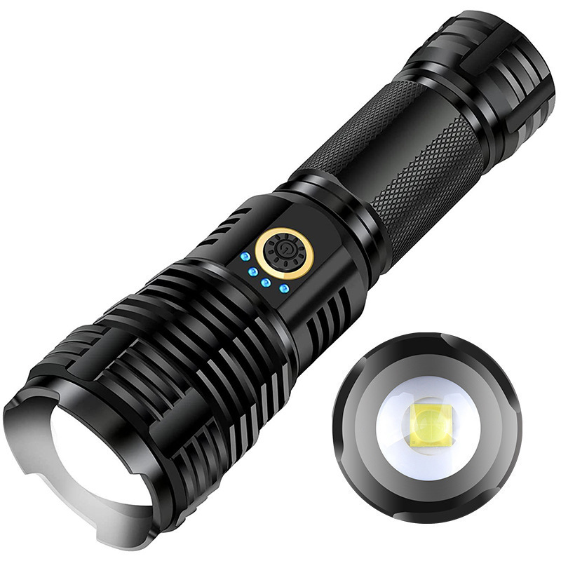 国境を越えた人気の強力な光懐中電灯 XHP70.2 非常に明るい USB 充電式デジタル ディスプレイ ズーム長距離高出力懐中電灯|undefined