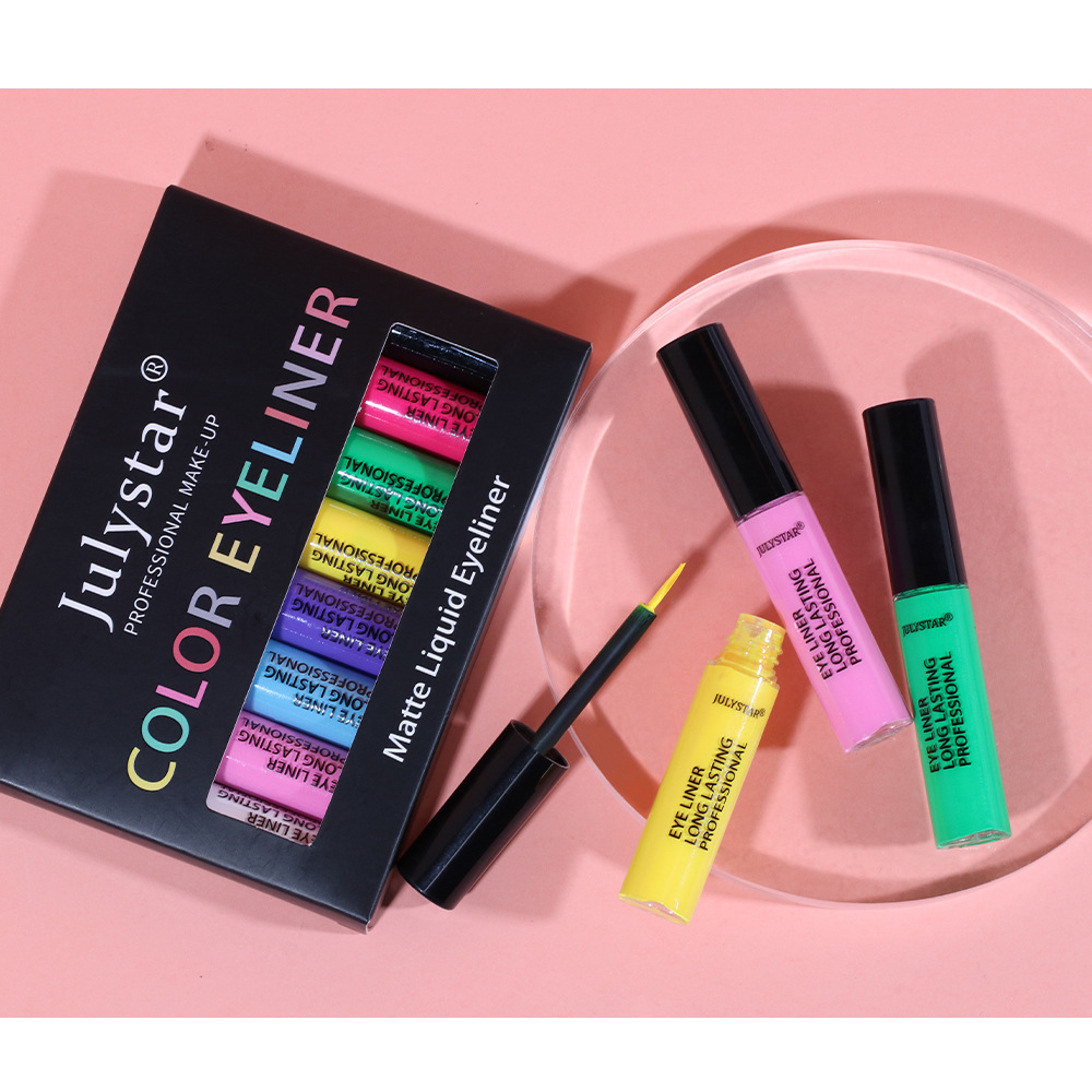 julystar Southeast Asia Foreign Trade Cool Black Eyeliner Liquid Pen Cross-border Europe and America Waterproof Colored Eyeliner Pen Set Wholesale undefined