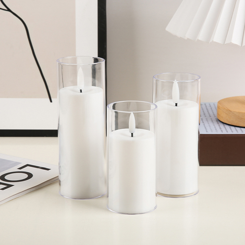 LED vela electrónica acrílico taza de vidrio vela luz fiesta boda decoración vela electrónica