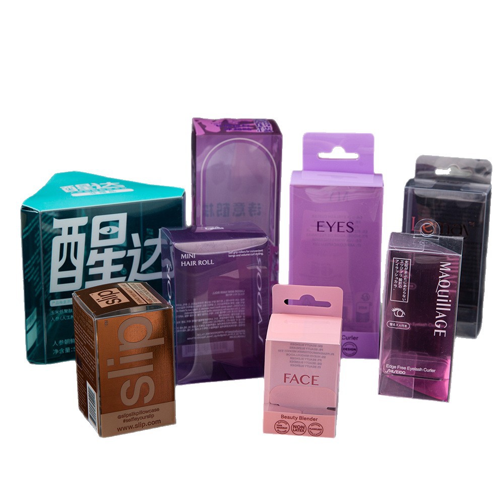 Caja de plástico transparente de PVC personalizada enjuague bucal huevo maquillaje belleza pestañas empaque caja de color mascota caja de embalaje transparente personalizada