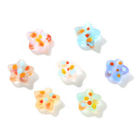 晗钰缘 灯工磨砂波点五角星琉璃散珠DIY饰品配件手链项链串珠材料