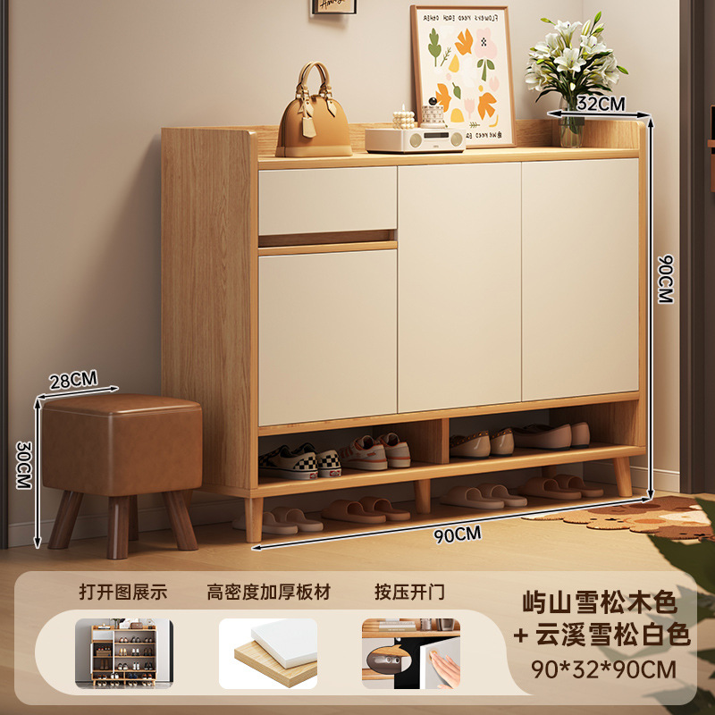 [고밀도 두꺼운 판자 3개 문과 1개 서랍] 90*32*90cm 소나무 색상 + 흰색 (참고 # 클린 # 이것은 일반 밀도 보드입니다)