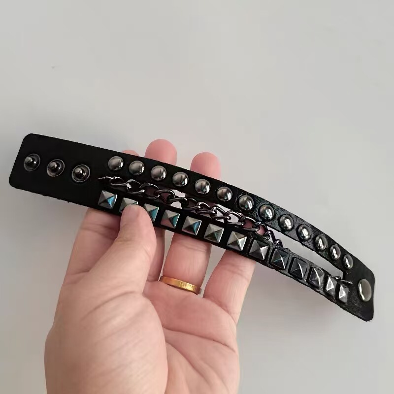 波西米亚民族风多层叠戴皮质手链合集个性潮酷手环小众设计感配饰|undefined