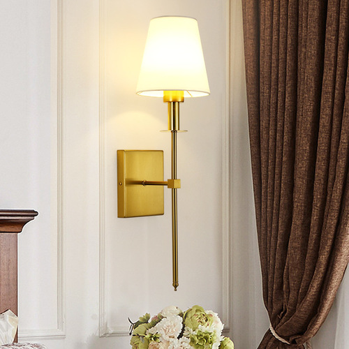 Cross-border new indoor wall lamp bedroom bedside reading lamp hotel wall lamp American minimalist fabric shade wall lamp corridor lamp