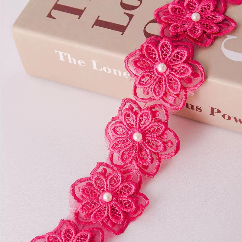 Ready supply 6cm double layer organza beaded lace lace diy wedding dress decoration cloth patch clothing accessories