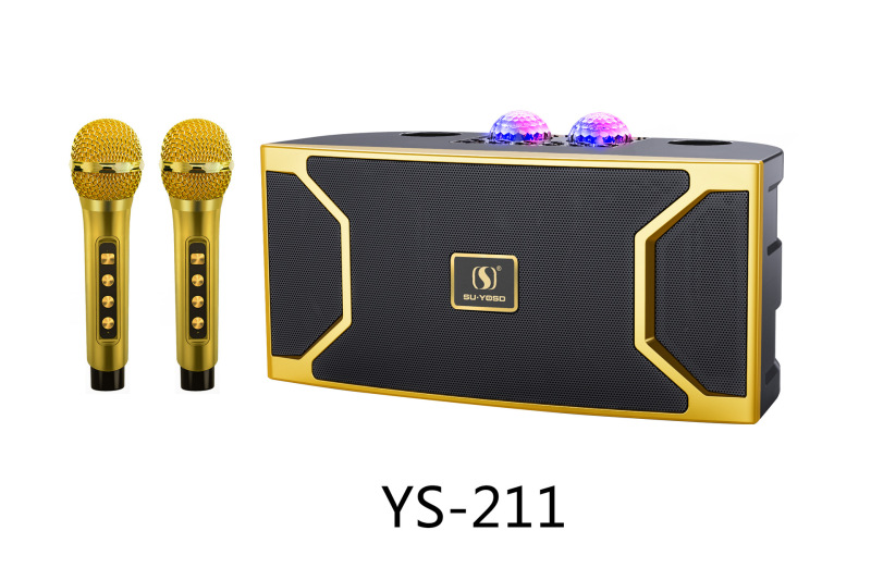 新しいYS-211 bluetoothスピーカーのハイパワーk歌重サブウーファ音響には、ワイヤレスマイクとledフラッシュがついています|undefined