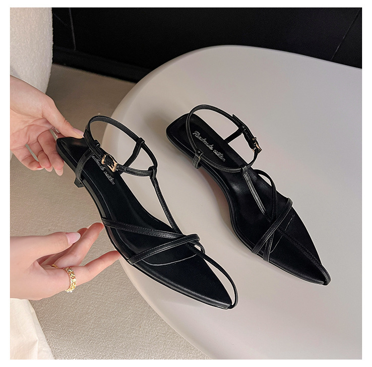 Sandal hở mũi nữ quai mảnh gót mèo con 4 cm phong cách tối giản — Màu đen chi tiết 27