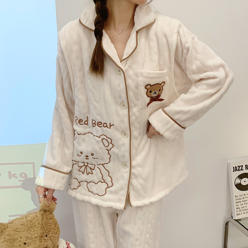 두꺼운 벨벳 임산부 잠옷, 가을 겨울 자카드 플란넬 감금 의류, 산후 가디건, 요양원 의류