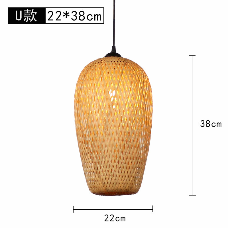 Lámpara de araña tejida de bambú Restaurante chino Lámpara de salón de té de linterna de bambú Restaurante japonés Sombrero de paja Lámpara de araña tejida de ratán B & B