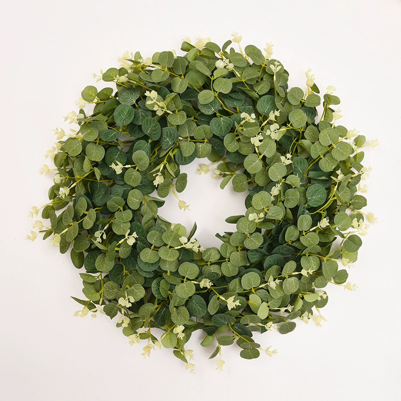 Wholesale wreath eucalyptus props cross-border door and window wreath home money grass ring hanging decoration manufacturer leaf simulation