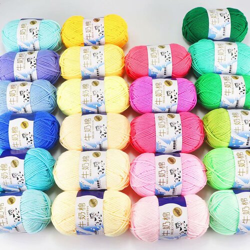 5-ply Milk Cotton Self-Knit Scarf, Coarse Yarn Ball Blanket Crochet Needle DIY Material Kit, Wool Yarn Ball Hand Knit Bag Lining Thread