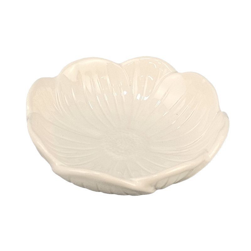 Plato de loto blanco puro plato de desayuno japonés de cerámica plato creativo de salsa de soja hecha a mano vajilla para el hogar simple y avanzado