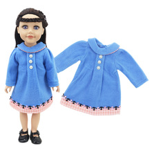 跨境货源美国女孩娃娃衣服 18寸公仔长袖妮子连衣裙美国娃娃配饰
