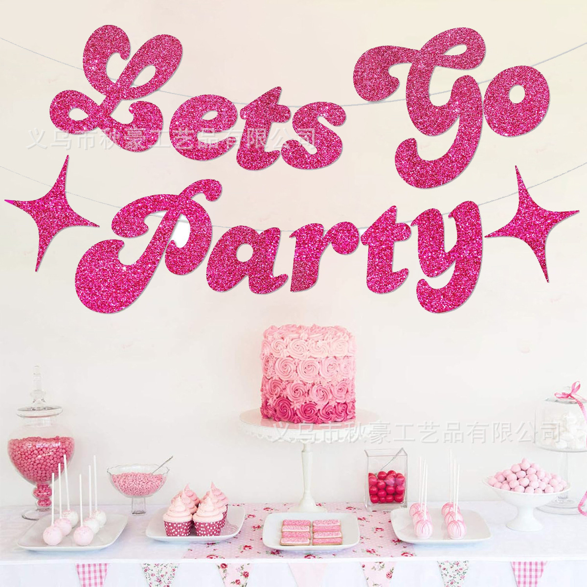 2024 fiesta nueva fiesta rosa fiesta temática roja Lets ir fiesta fiesta banner decoración despedida de soltera