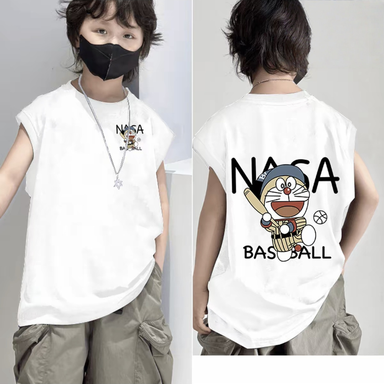 흰색 야구 도라에몽 양면 인쇄