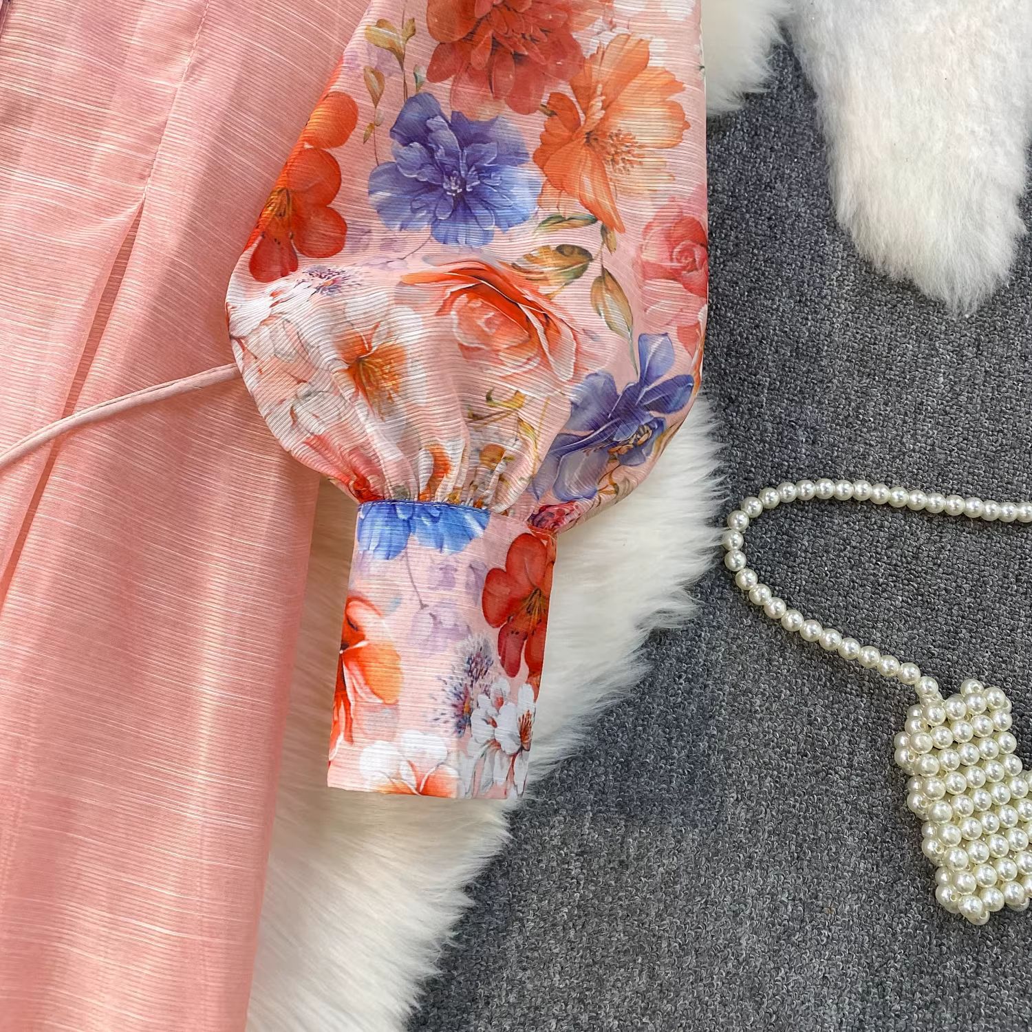 Women's Retro Print V-Neck Dress Lantern Sleeve Single-Breasted Tie Waist Elegant Long Dress For Spring/Autumn Casual Chic_ecoleips.com