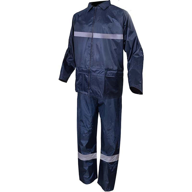 代尔塔 407004 PVC内涂层分体式防风防水带反光条涤纶工作雨衣