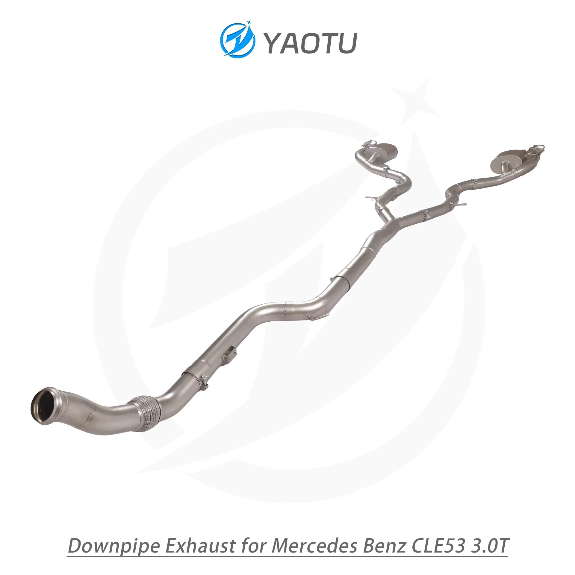Suitable for Mercedes-Benz CLE53 3.0T, double-sided four-outlet (no tips) and dual-valve mid-tail section exhaust pipe