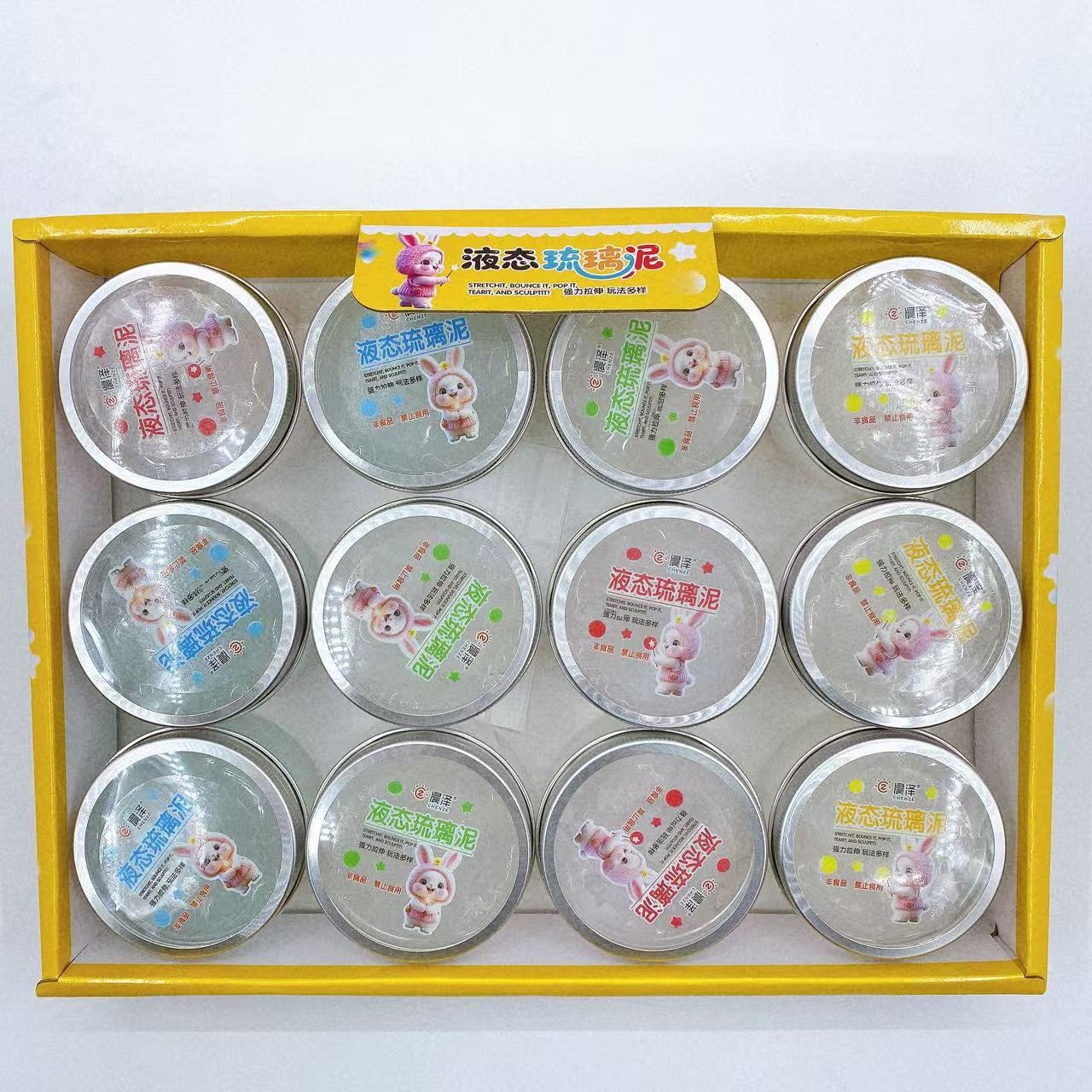 Nuevo barro de vidrio líquido 12 en barro de cristal de color iluminado color de dibujos animados slime estirado barro de 2 yuanes tienda departamental