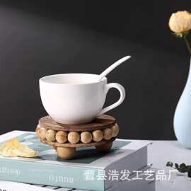 创意木质圆形托盘圣诞节装饰甜品蛋糕盘家居玄关香薰蜡烛木珠底座