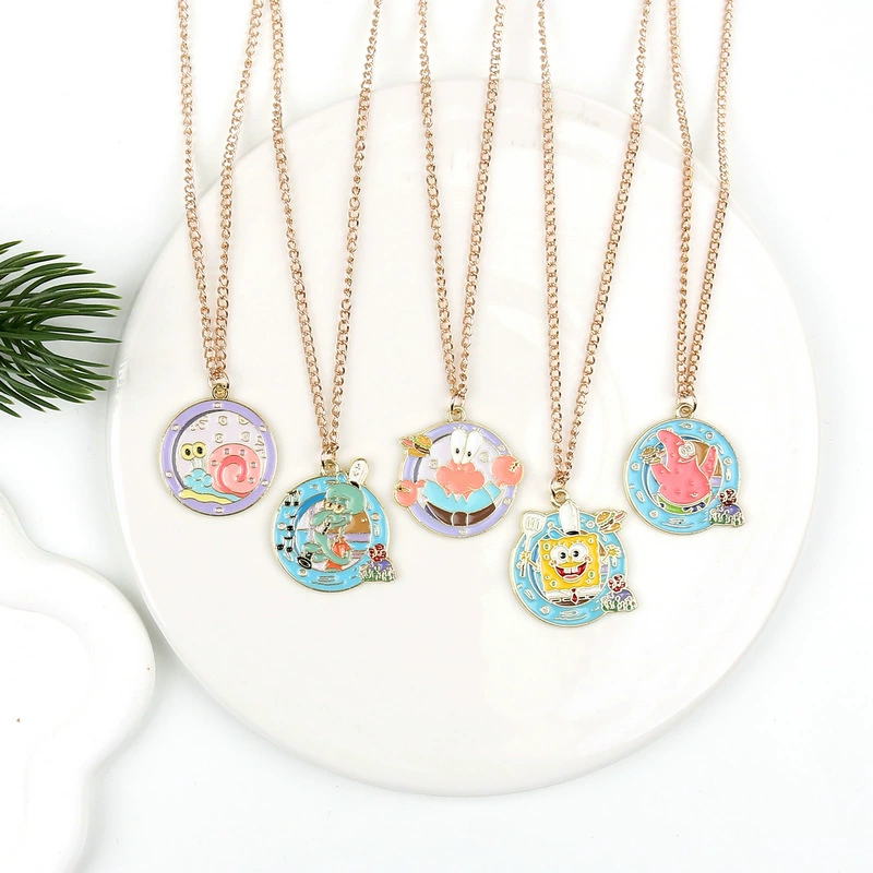 Новое ожерелье «Губка Боб Квадратные штаны» с большой звездой, милая цепочка на ключицу, аксессуары, подарок для пары с героями мультфильмов, лучший друг.