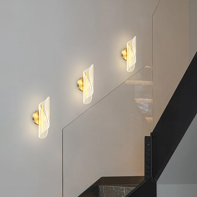 lámpara de pared acrílica fluorescente sala de estar fondo pared decoración lámpara pasillo escalera lámpara dormitorio cabezal de cama lámpara LED