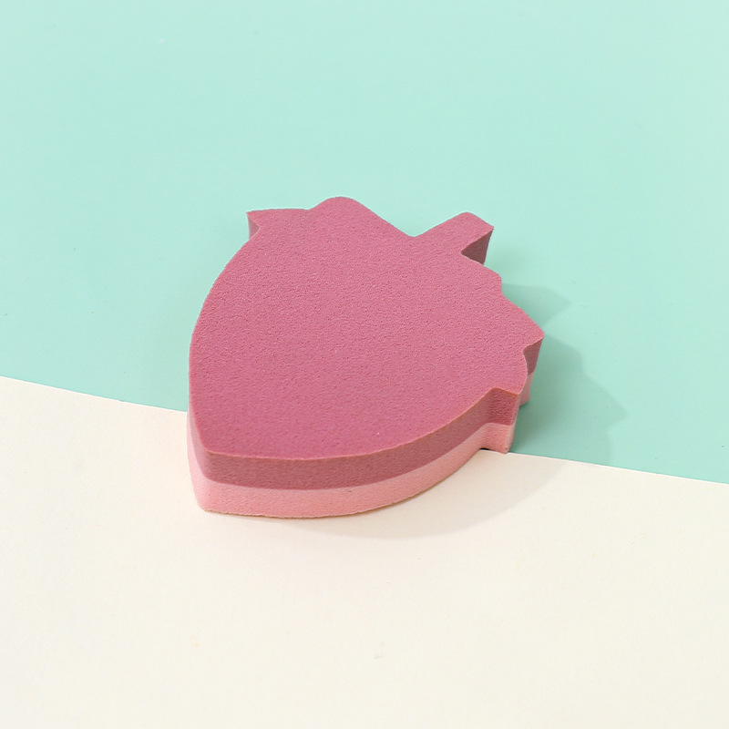 Puff de fresa personalizado de fábrica no come polvo, no látex, maquillaje plano, esponja, colchón de aire, húmedo y seco, venta al por mayor transfronteriza