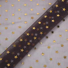 新款金色星星烫金网布五角星跨境桌旗装饰纱童装TUTU裙舞台装网纱