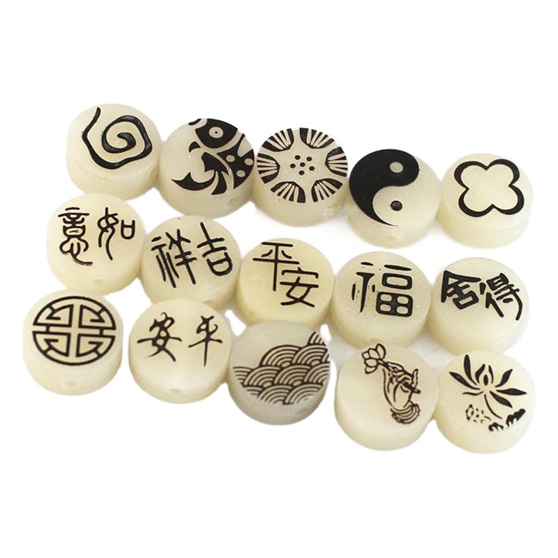 Imitación de marfil, tallado en piel, auspicioso y seguro, imitación de bergamota blanca, accesorios de cuentas sueltas de nubes traseras de loto