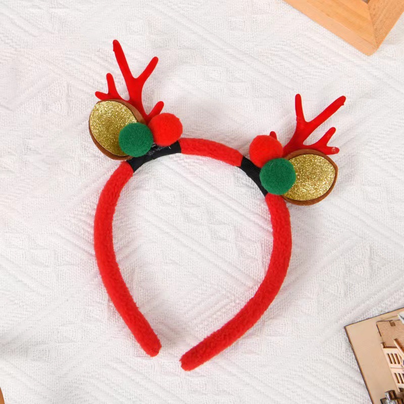 Adorable cabello de Navidad corno de ciervo cinco estrellas cabeza de banda de cabello de Navidad para niños corpos de cabello de decoración accesorios clipes de cabello