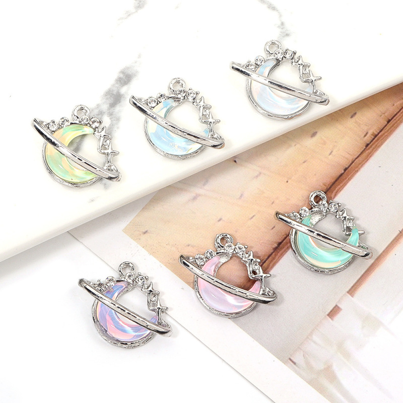 Alloy color diamond dream surround moon planet pendant bracelet necklace earrings jewelry accessories material Alloy color diamond dream surround moon planet pendant bracelet necklace earrings jewelry accessories material