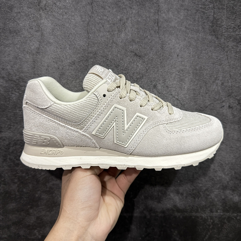 Nb574 Light Beige Retro Casual Sneakers, Unisex, New Balance Style, Versatile Running Shoes for Students