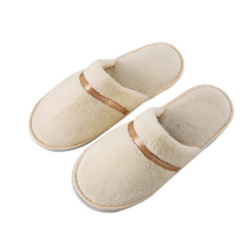 Wholesale hotel disposable slippers for men and women, coral velvet non-slip thickened beauty salon slippers for home use