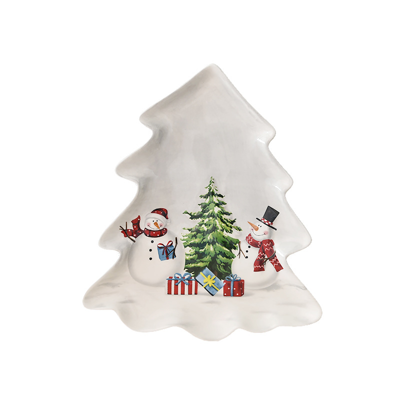 Nórdico país Navidad muñeco de nieve árbol de Navidad plato árbol creativo plato postre plato bandeja vajilla