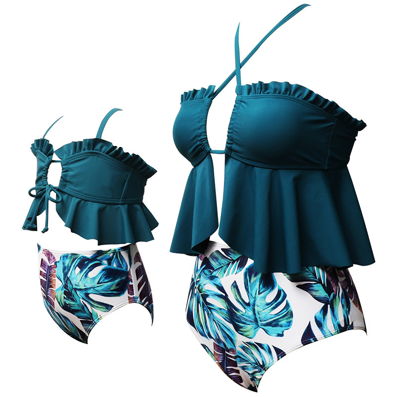 New European and American Belly Covering Parent-Child Split Swimsuit Female 2024 Factory in stock Bikini Mother and Daughter Wholesale Swimwear