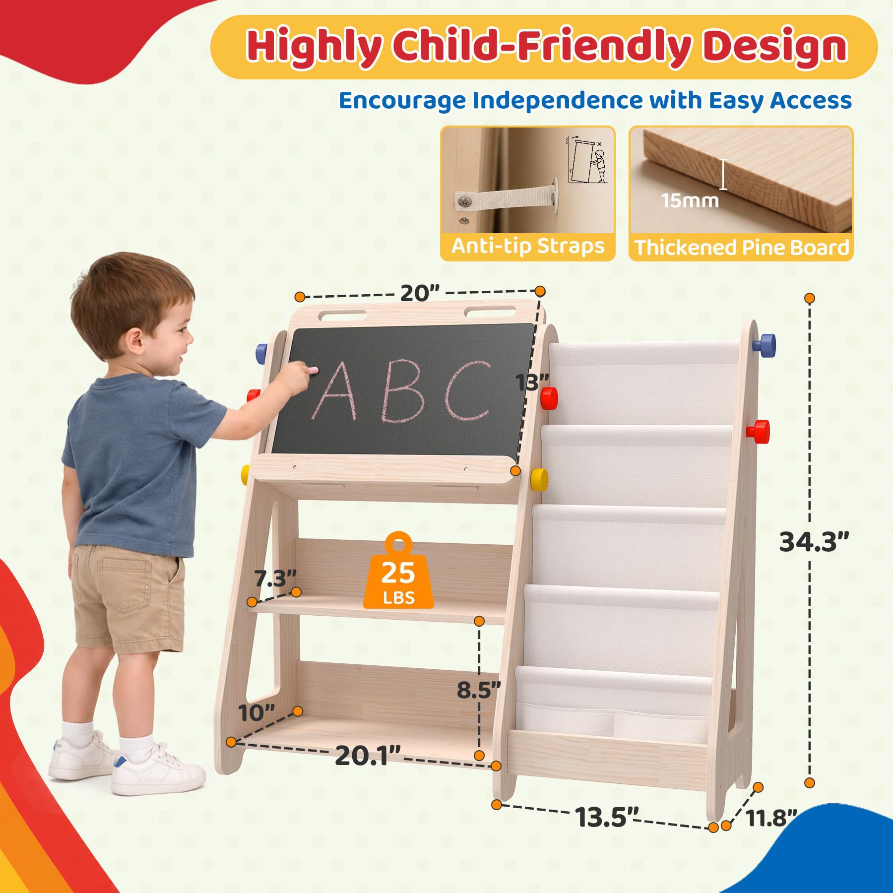 Cross-border Wooden Children's Toy Rack Storage Shelf Montessori Children's Toy Storage Rack Picture Book Rack Children's Bookshelf