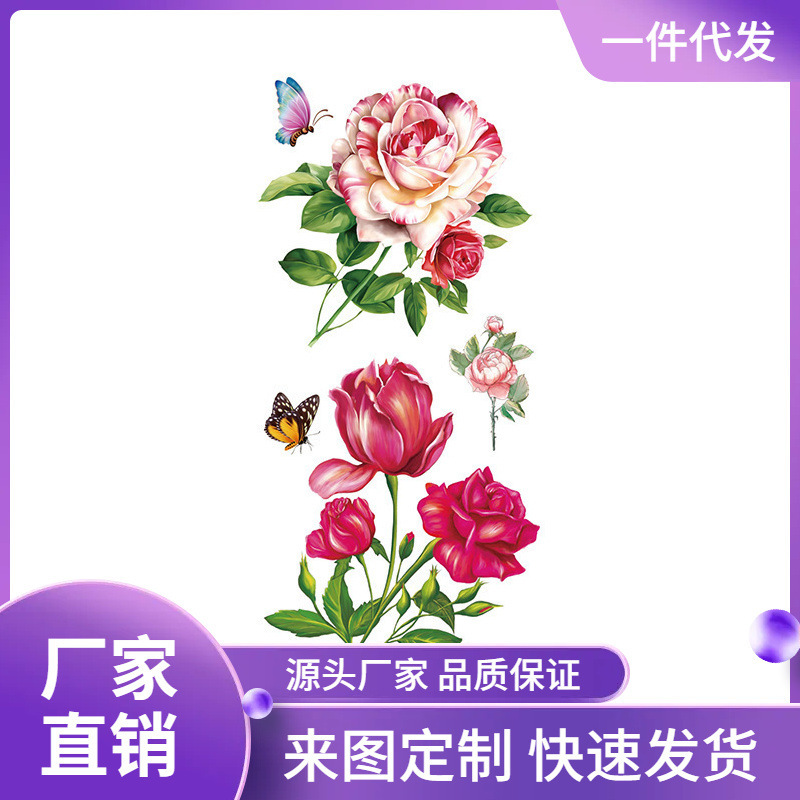 Flower tattoo waterproof sweat tattoo in stock wholesale a generation of unicorn cross-border live network red