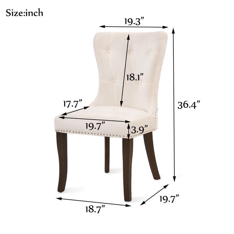 TOPMAX Dining Chair Tufted Armchair Upholstered Decorative Chair Set of 6 (Cream)