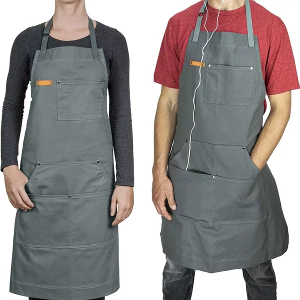 Amazon Foreign Trade Cotton Apron for Home Kitchen, Anti-Stain, Adjustable Neck Strap, Catering Service Work Apron, Customizable
