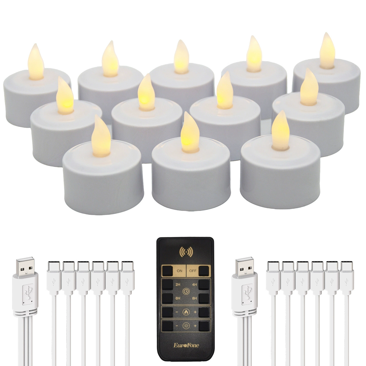 Новый USB-перезаряжаемый электронный свет свеча новогоднее украшение 10-ключ пульт ДУ Type-C перезаряжаемая чайная свеча
